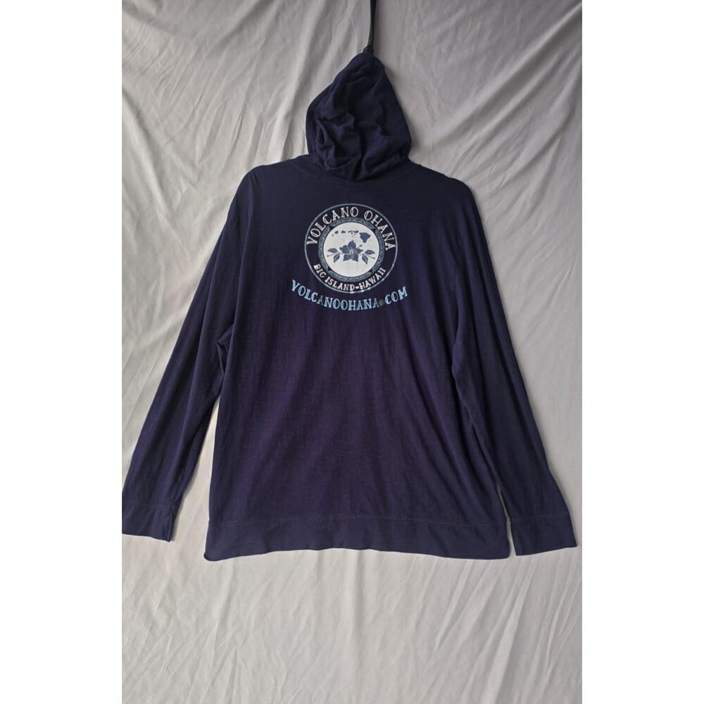 Blue Volcano Ohana Hawaii Hanes Hoodie Mens XL Full Zip Graphic Lightweight